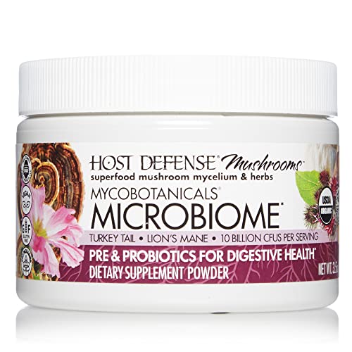 Host Defense, Mycobotanicals Microbiome Powder, Digestive Support With Probiotics, Mushroom Supplement, 3.5 Oz, Plain #TOP24