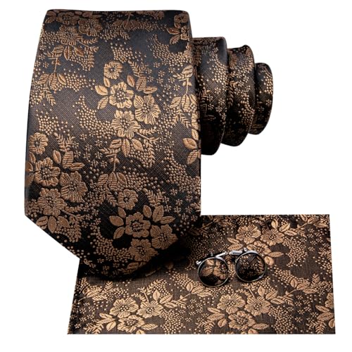 Image of Hi-Tie Men's Silk Ties Formal Woven Classic Necktie Pocket Square Cufflinks Lapel Pin Set Wedding Business