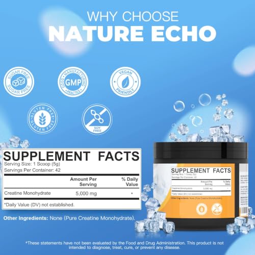 Image of Creatine Monohydrate Powder - Unflavored - 42 Servings | 5g of Creatine Monohydrate - Supports Muscle, ATP Production, Energy, Strength - Vegan, Gluten Free