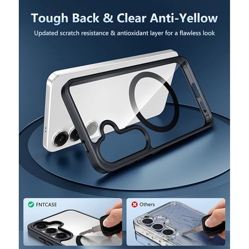 Image of ArmourPro MagSafe Compatible Case for Samsung Galaxy A36, Magnetic Wireless Charging Back Cover with Clear Back, Flexible TPU Bumper, Camera Protection | Black