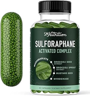 20MG Sulforaphane | From Broccoli Sprouts & Seed Extract | 565MG Microbeadlet Complex | 26MG of Glucoraphanin + Myrosinase | Complete NRF2 Activator, Antioxidant & Cellular Health Supplement | 60 Ct.