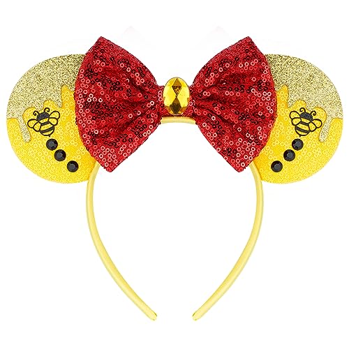 Image of FANYITY Christmas Minnie Ears,Mickey Sequin Ears Headband for Boys Girls Women halloween&Disney Trip (Winnie) One size fits all