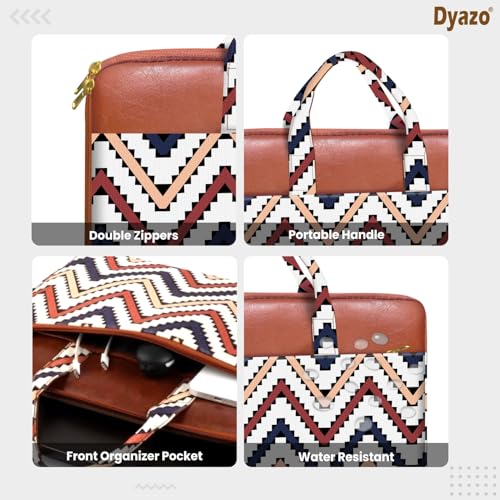 Image of Dyazo Laptop Sleeve Bag 15 to 15.6 Inch for Woman | Jute & Vegan Leather Handcrafted Slim Case with Zipper | Stylish & Durable Office Laptop Bag for Work, College and Travel