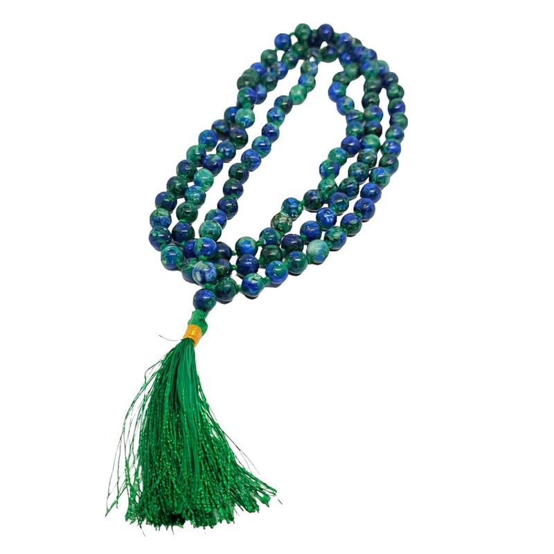 Collier Mala Chrysocolla AAA : perles de 8mm nouées main pour méditation - 5