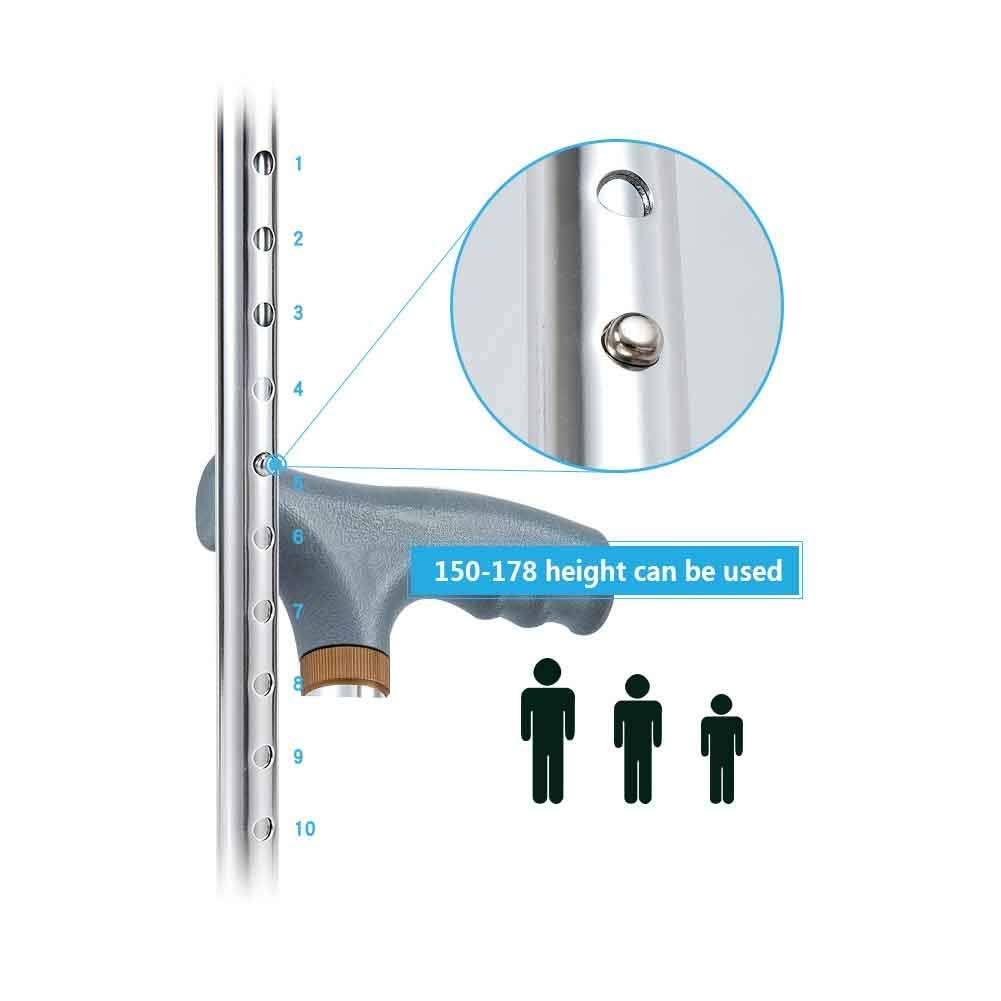 Soporte para bastón para muletas, muleta para bastón, Cesta para Personas Mayores, teleestable, Antideslizante, Ligero, Altura Ajustable con Bastones de 4 pies, para Hombres o muje
