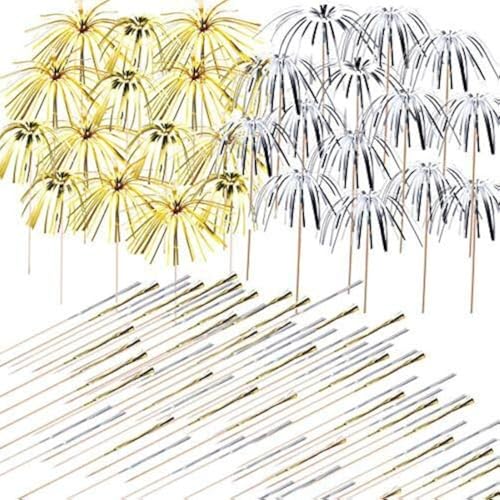 Allazone 200 Pz Fuegos Artificiales Palillos De Cóctel Brochetas, 23cm Oro Plata Fuegos Artificiales Decoraciones Para Tarta Para Decoración De Pasteles, Artículos Para Fiestas Allazone 200 Pz Fuegos Artificiales Palillos De Cóctel Brochetas, 23cm Oro Plata Fuegos Artificiales Decoraciones Para Tarta Para Decoración De Pasteles, Artículos Para Fiestas