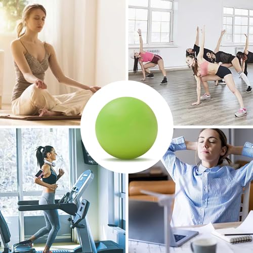 Image of WOVTE Massage Lacrosse Ball for Sore Muscles, Shoulders, Neck, Back, Foot, Body, Deep Tissue, Trigger Point, Muscle Knots, Yoga and Myofascial Release (Green)