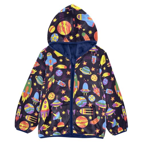 Image of Boys Fleece Jacket Hooded Autumn Winter Long Sleeve Thick Warm Outerwear;3-10 Years Kids Cute Fuzzy Jacket