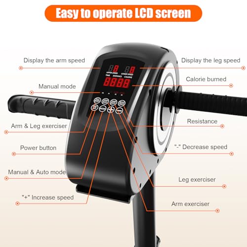 Image of RECOVIONMotorized Arm and Leg Exercise Bike, Electric Pedal Exerciser with LCD Touchscreen, Dual Motor Upper & Lower Limb Trainer, Adjustable Height for Seniors Home Exercise