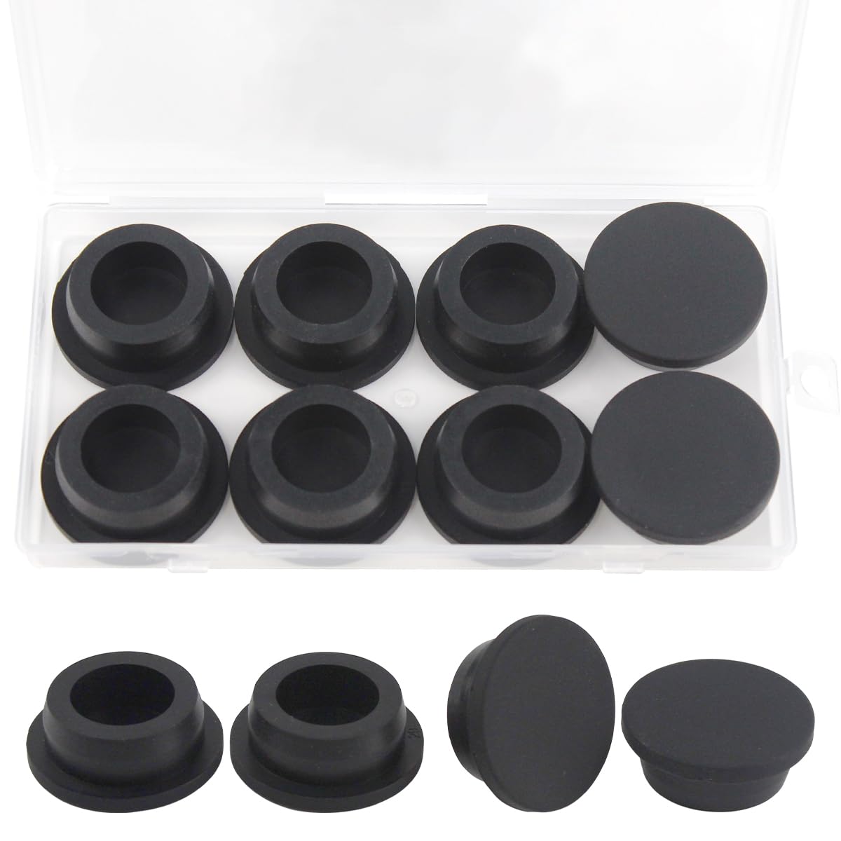 135 PCS Black Rubber Plugs Kit - 8 Sizes Round Hole Plugs For Furniture, Cars, Electronics (1/5" To 1")