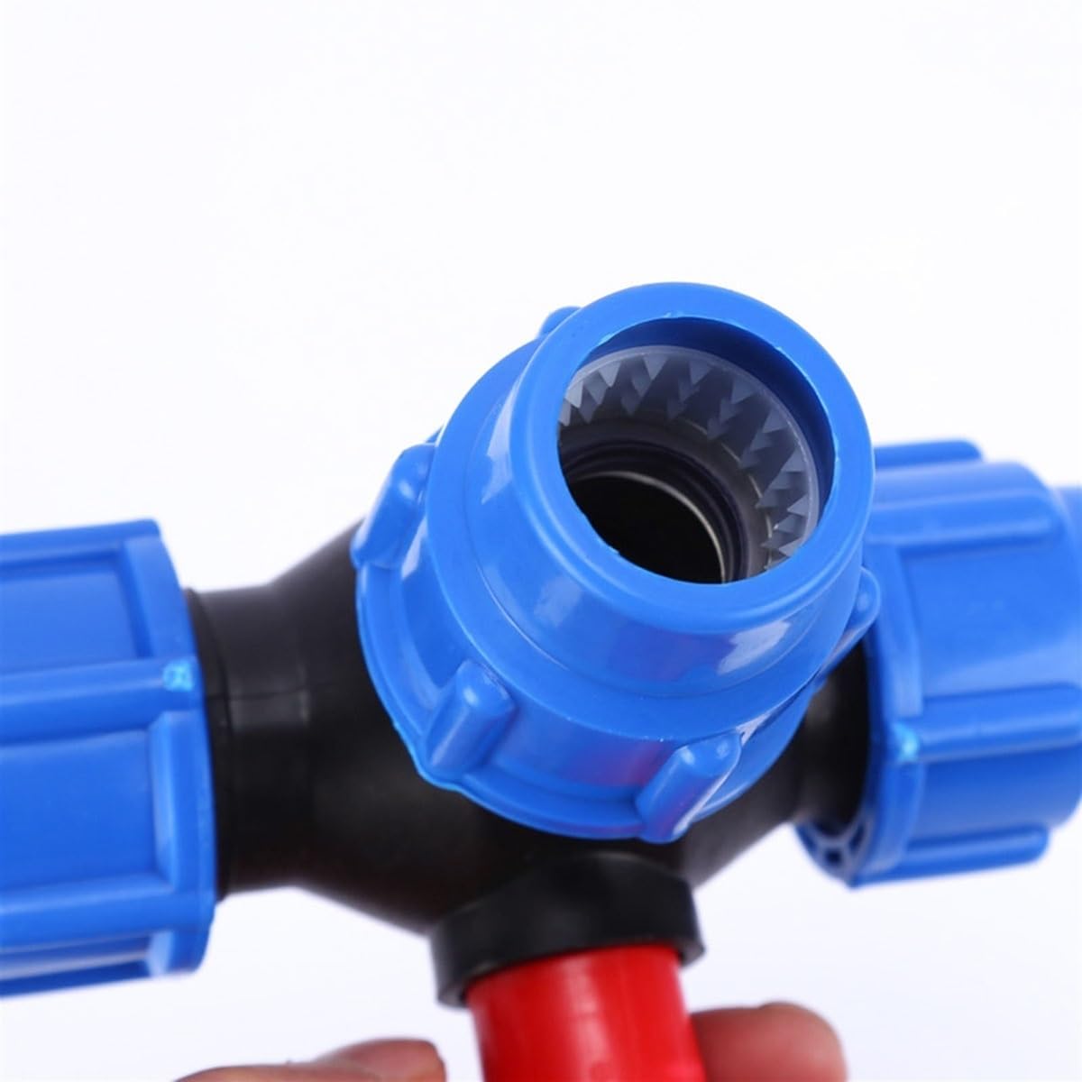 Válvula De Cierre De Válvula De Bola, 20mm/25mm/32mm/40mm/50mm/63mm Tubería De PE Conexión Rápida Válvula De Bola De Tres Vías Junta De Compresión En Forma De T De PVC For Tuberías De Agua (Size : 63