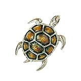 Versand im edlen Schmucketui. Damen-Brosche Schildkröte Grün Emaille Anstecknadel Versilbert 4 x 3 cm
