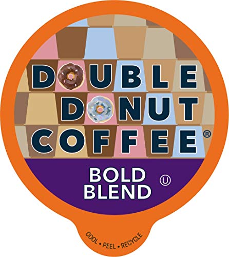 Double Donut Medium Dark Roast Coffee Pods, Bold Blend Coffee, Single Serve Coffee For Keurig K Cups Machines, Dark Roast Coffee in Recyclable Pods, Hot or Iced Coffee, 96 Count Value Pack