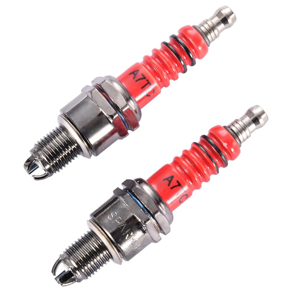 JZS Electrode Spark Plug, PRO BAT, 2 Packed High Performance Head Spark Plug for 168F 170F 190F CG Vertical CF250 CH250 Engine Series CG125 Lifan Zongshen TAOTAO,No Sleeve
