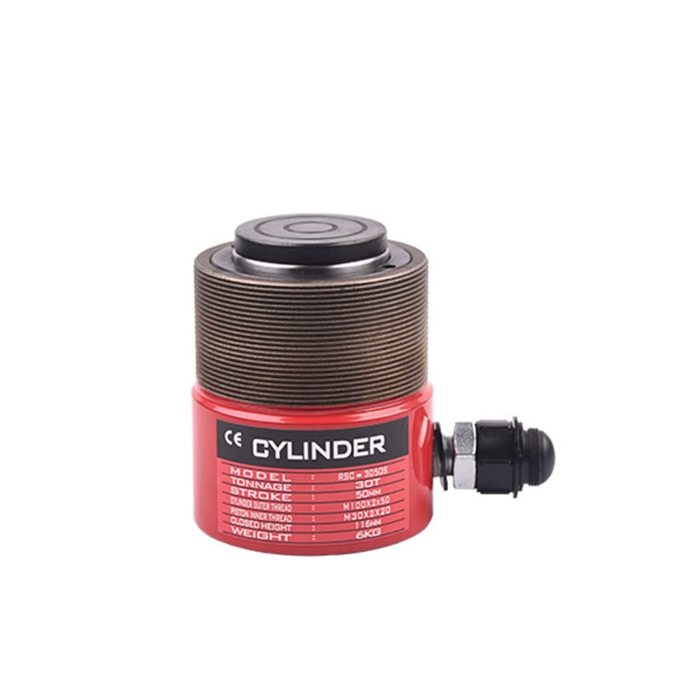 RCS-30 Cilindro Idraulico ad Azione Singola a Bassa Altezza con capacità di 30 tonnellate, Porta Singola, per Acciaio, Ponte, macchinari e Altre industrie,Stroke 50mm