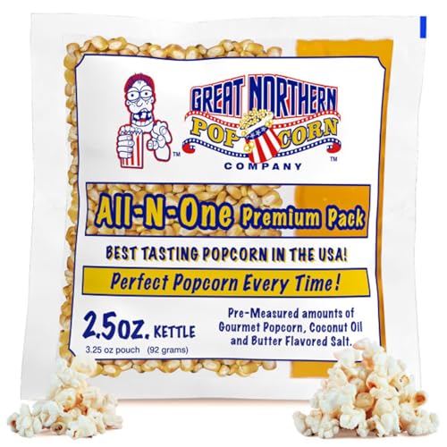 Comparison: Best Kernels For Popcorn Machine 10 Movie Theater Style 12-Count Popcorn Packs-Pre-Measured 2.5 Ounce All-in-One Kernel, Salt, Oil Packets for Popping Machines by Great Northern Popcorn