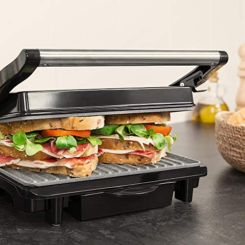 Foto von Cecotec Rock'nGrill 1500 Rapid Elektrogrill. RockStone-Steinverkleidung, höhenverstellbare Deckplatte, Fettwanne, 1500 W Leistung, umweltfreundliche Verkleidung (1500 W)