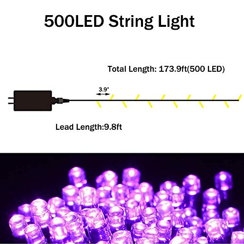 Vicila 500 Led Christmas Lights String Lights, Twinkling Hanging Lights Multicolor Plug In Fairy Light For Party, Bar, Xmas, Teen Girls Bedroom Decor-173.9Ft(Colorful) #TOP4
