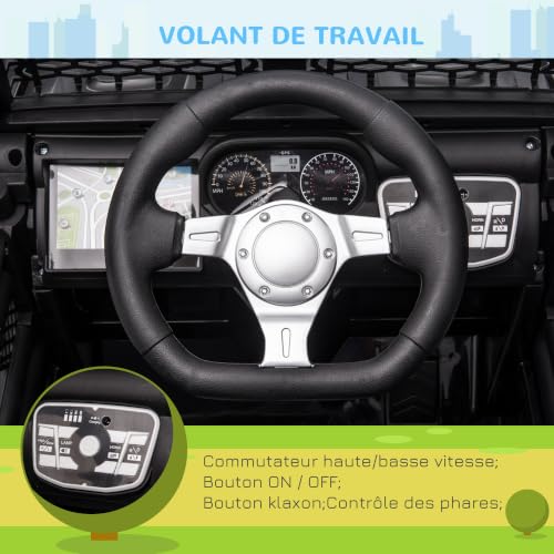 HOMCOM Voiture Electrique Enfant 4x4 Véchicule pour Enfants 12V Noir – vue 5