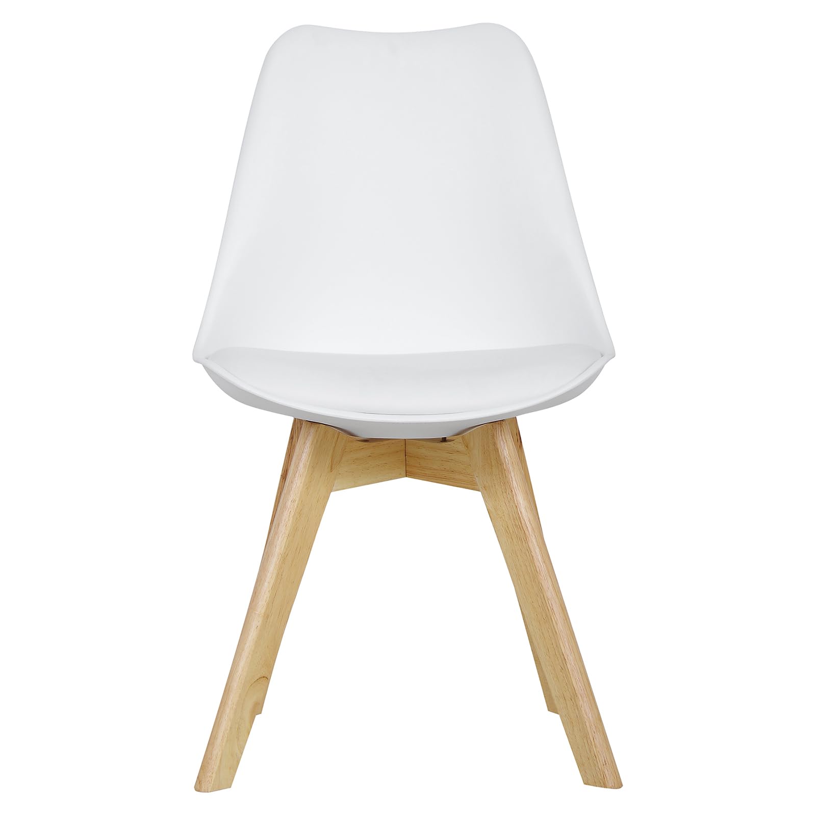 WOLTU Lot de 2 Chaises de Salle à Manger avec Siège Rembourré, Chaise de Salon Scandinave sur Pieds en Bois Massif, Blanc, BH29ws-2