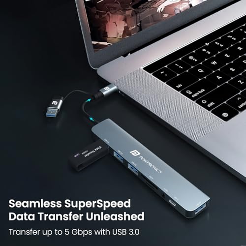 Portronics Mport 8 Plus 8-in-1 Docking Station, Grey - Image 4
