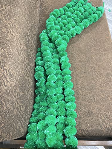 Image of SPHINX Artificial Marigold Fluffy Flower Garland (Green, 5 Pieces)