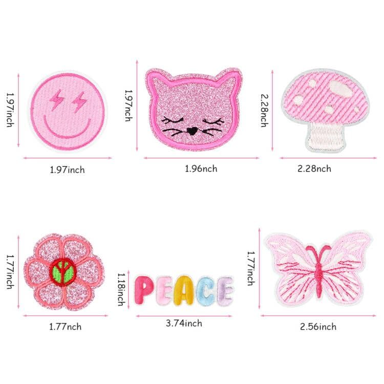 40 Bunte Stickpatches In Rosa - Selbstklebende Aufnäher Für Kleidung & Accessoires