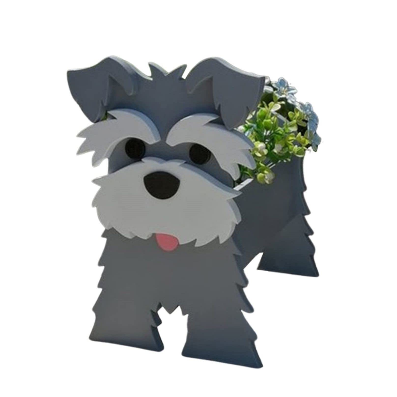 TTiiLoe Cute Dog Planter, Yorkshire Plant Pots, PVC Herb Garden Flower Pots, Dog Cartoon Shaped Plant Container Holder, Gifts for Pet Lovers, 34x24cm/13.38x9.44in