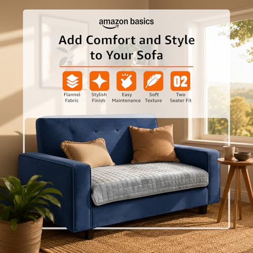 Image of Amazon Basics - Flannel (Polyester) Quilted Make Your Own Sofa Cover |70 x 120 cm|Microfiber Sofa Slipcover | 350 GSM (2 Seater)