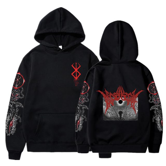 FashionAE - Berserk Anime Hoodies for Men Women Hooded Sweatshirts with Kangaroo Pocket Oversized Lined Pullover Chic Tops Outfits