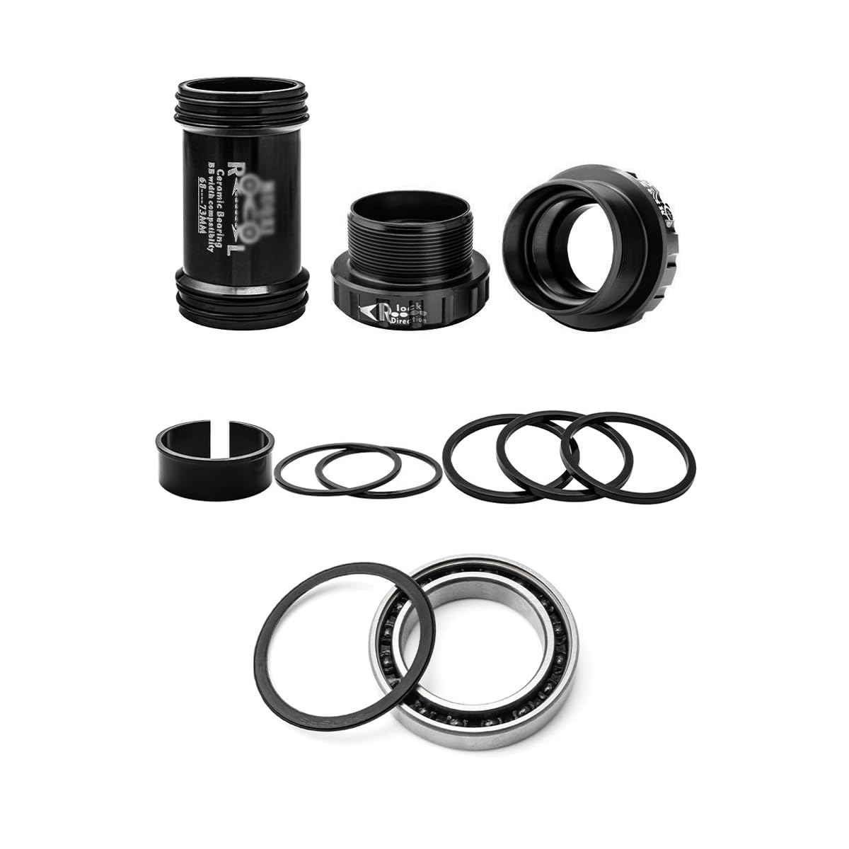 Nero mountain bike 68-73mm movimento centrale filettatura guscio BC1.37 tipo guarnitura cuscinetto a sfere in ceramica integrato bici asse centrale