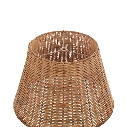 Image of Aspen Creative 32989, Empire Natural Rattan Spider Shade, 9 inch Top x 14 inch Bottom x 9-1 /2 inch Slant