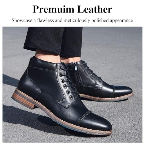 Image of Arkbird Men's Dress Boots Genuine Leather Cap Toe Ankle Boot with Side Zipper for Casual Business Formal Wear