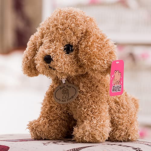 Realistisch Teddy Dog,20cm Simulation Teddy Pudel Hunde Spielzeug Plüschpuppe Welpe Suffed Doll Plüschtier,Plüsch Stofftier Hund Puppe Stofftier, Weihnachten Kuscheltier, Spielzeug Geschenk für Kinder