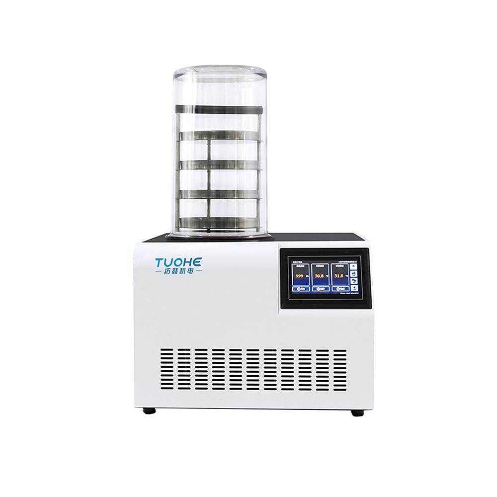 TUOHE-Desktop Lab Vacuum freeze dryer, freeze-drying area 0.12m2, 200mm four-layer tray, pre-freezing function, for biological research,chemical industry, food processing freeze-drying (THLG-10A)