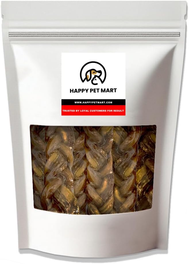 Natural Dog Treats - Single-Ingredient - 100% digestible (Pack of 20, 9" Braided Bully Sticks)