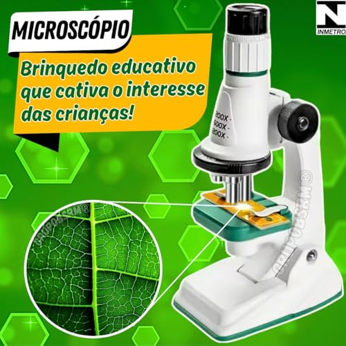 Kit microscopio infantil optico com led para criança brinquedo educativo educacional pedagógico pres