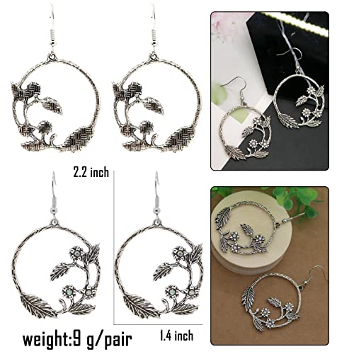 Retro Hollow Out Boho Statement Drop Dangle Earrings Simulated Turquoise Crystal Geometry Flower Ethnic Handmade Charms Earring For Women Girls Jewelry Gift (Style 5) #TOP2