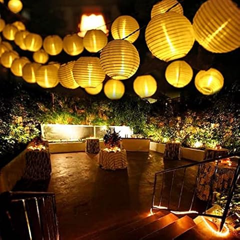 KISUFU Solar Fairy String Lantern Lights, Outdoor 30Leds Solar Garden Lantern String Lights Waterproof Decoration Warmwhite for Garden Patio Home Party Christmas Halloween Wedding (6.5m) Cover
