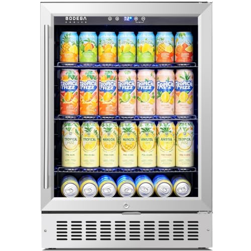 BODEGA 24 Inch Beverage Refrigerator,185 Cans Under Counter Beverage Fridge