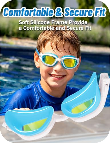 Image of Vvinca Kids Swim Goggles, Swimming Goggles for Kids 3-14 Anti-Fog UV Protection No Leak Pool Glasses for Boys Girls