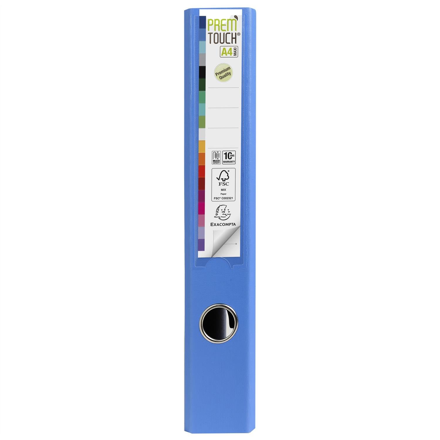 Raccoglitore a Leva prem' Touch A4 +, Dorso 50 mm, rembordé Polypro, colori blu – Confezione da 10