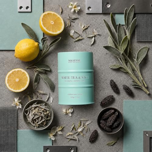 Image of M&SENSE White Tea Sage Scented Candles Natural Non Toxic, Aromatherapy Candle for Stress Relief Meditation Relaxing, Housewarming Gifts for Women Men, 11.3oz 70 Hour Long Burning
