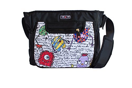 Bolso city Tris & Ton para carro de bebé o de hombro para mamá o papá modelo Monsters con 12 bolsillos 6 interiores de gran capacidad fácil sujeción al cochecito y cierre con cremallera (Trisyton)