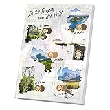 DreiMeister Schokoladen-Adventskalender 2022 I In 24 Tagen um die Welt | handgemacht I Golddublonen-Schokolade in 6 Sorten I mit 25 Golddublonen aus Vollmilch- & Zartbitterschokolade