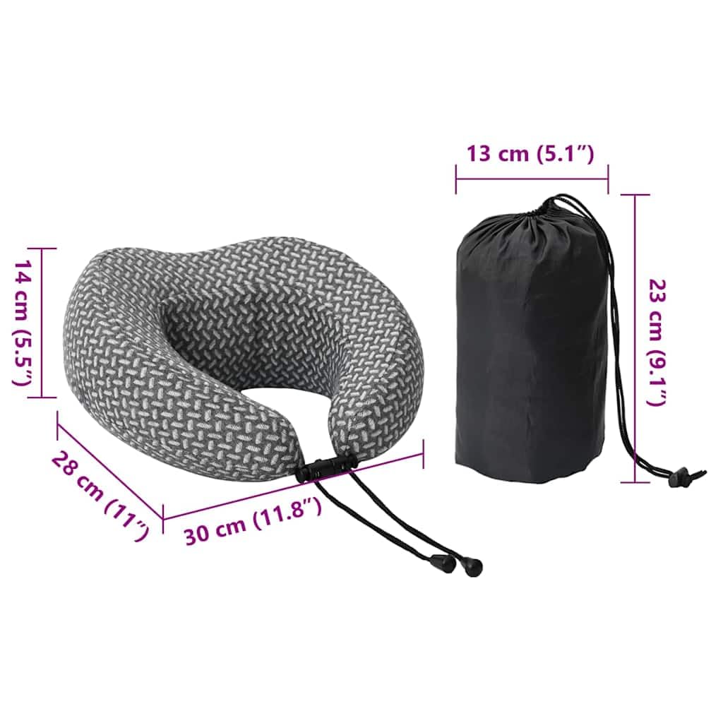 Reisekissen für den Hals aus Polyester 30 x 28 x 14 cm mit Memory-Schaum ergonomisch atmungsaktiv und waschbar inklusive Tragetasche für entspanntes Schlafen auf Reisen