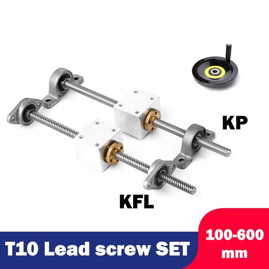 Accesorios De Impresora 3D T10 Tornillo De Plomo 10 Mm+Tuerca De Cobre De Latón+KP000 O KFL000 Soporte De Rodamiento+Volante+Soporte De Carcasa, 1set(Lead 8mm KP Set,600mm)