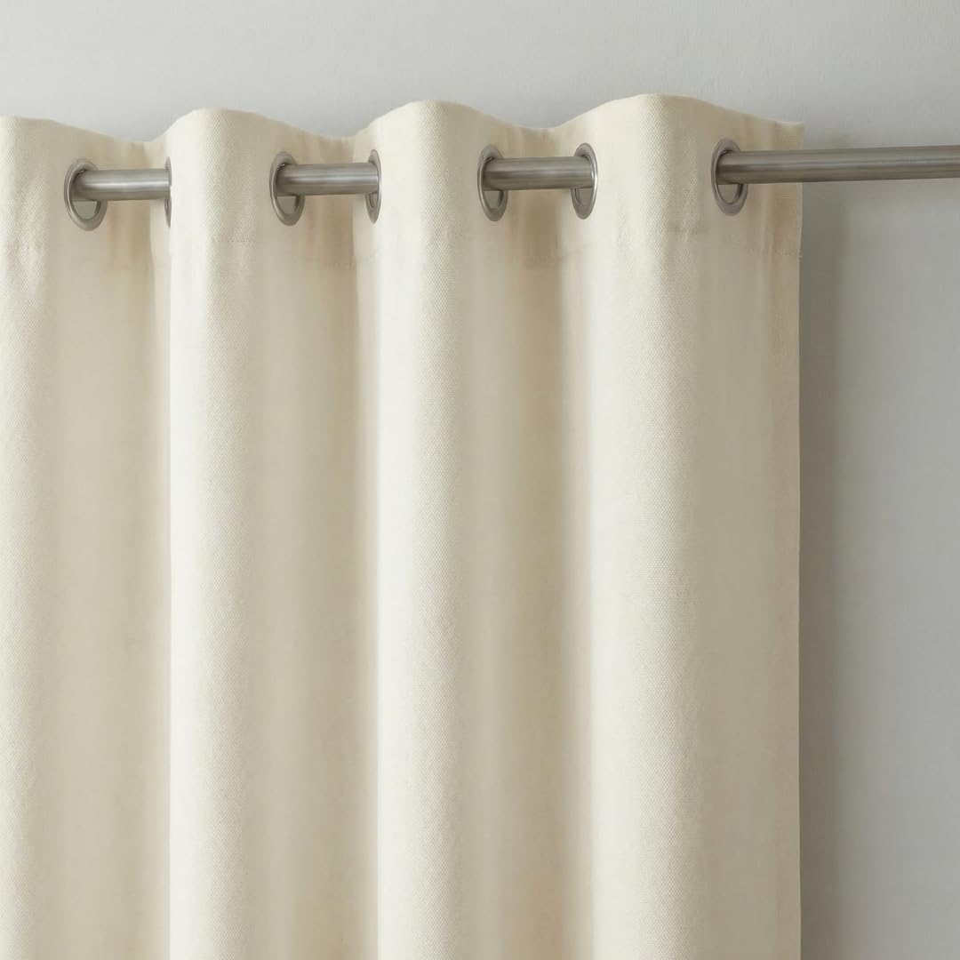 Urban Villa Cotton Curtains Long Durable Grommet with 2 Panels 84 Length 52 Width Inches Ivory Color|Sheer Backdrop Window Curtain|Livingroom|Bedroom|Kitchen Decor Soft Pre-Washed Semi Black-Out