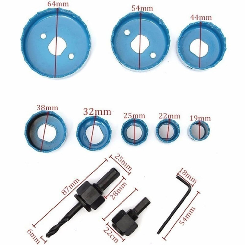 11 sztuk/zestaw zestaw do cięcia otwornic zestaw narzędzi 19-64mm drewno stopy metali okrągłe okrągłe z etui, czarne