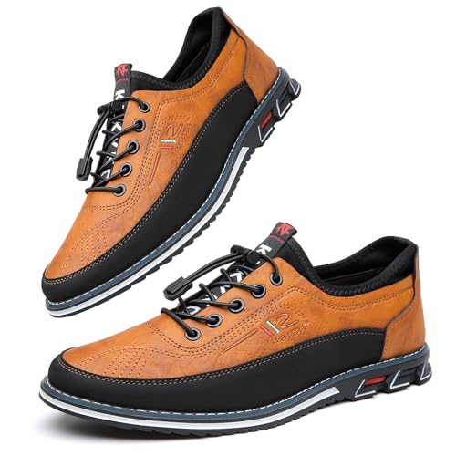Image of Men's Leather Casual Oxford Shoes Moccasin Driving Office Walking Loafers Lace Up Slip-On Business
